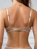 Half-Cup Bra for Women with Small Busts, Push-Up, Beautiful Back, Pure and Sexy Low-Cut U-Shaped Deep V Bra