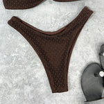 Wrinkled Bandeau High Cut Bikini Women Swimwear Female Swimsuit Two-Pieces Bikini Set Strapless Bather Bathing Suit Swim V3367