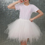Women Skirt A-line Big Swing Multi-layered Candy Color High Elastic Waist Fluffy Gauze Dancing Performance Short Pleated Skirt