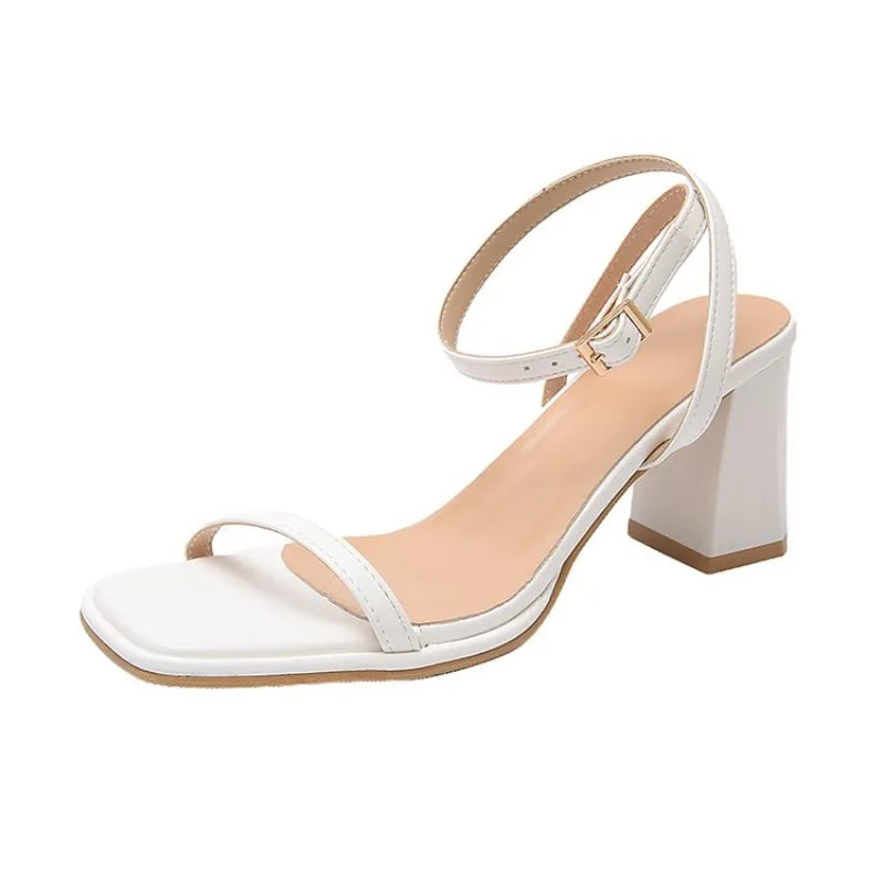 Open-toe Sandals Women 2026 Summer New Buckle Fashion Solid Color Female ShoesChunky High Heel