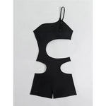 Asymmetric One Shoulder High Waist Shorts Cut Out Padded Bather Bathing Suit Swim One Piece Swimsuit Women Swimwear Female K8044