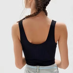 Women Seamless Ribbed Tank Top High Elastic Sleeveless Crop Top Sexy Lingerie Sports O-neck Cropped Bra Daily Camisole M-XL