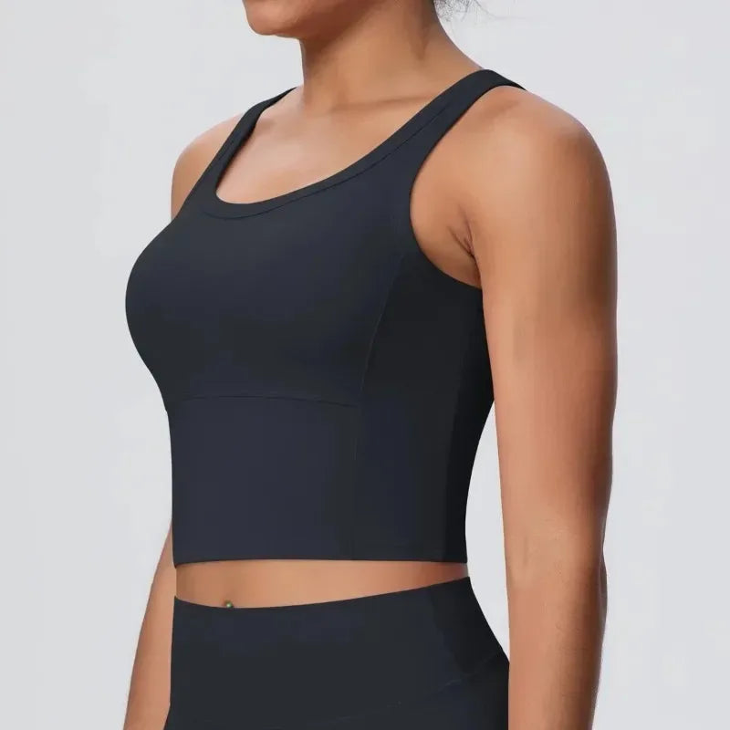 Women's Yoga Vest Shockproof Fixed Cup Beauty Back Yoga Top Outdoor Sports Running Fitness Vest