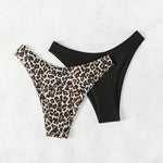 High Waist Bikini Shorts Bottoms Women Swimming Leopard Panties Summer Ladies Black Bathing Suit Swim Shorts Bottom 2 Piece Set