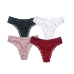 4Pcs/Set Women Cotton Panties Thongs Low Rise G-string Lace Underwear Female Underpants M-XL Sexy Lingerie Panties Intimates