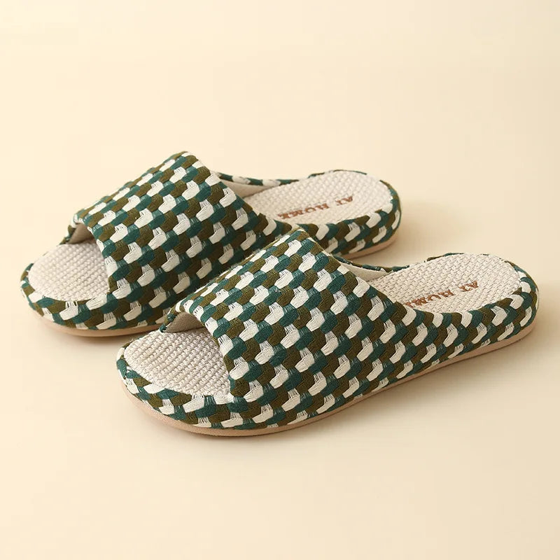 Breathable Cotton Linen Slippers For Women Men Summer Autumn House Shoes Anti-slip Keep Quiet Couples Home Floor Flax Slides
