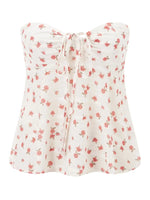 Summer Women Tie-up Tube Tops Floral Print Drawstring Strapless Bandeau Vest Backless Shirts for Streetwear Aesthetic Clothes