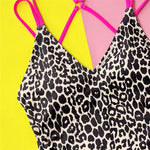 Leopard Print Backless Sexy Swimsuit Women One Piece Swimwear Back String Cross Bather High Cut Monokini Bathing Swimming Suit