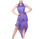 Women's Sparkling Sequin Carnival Irregular Tassel Dress Latin Dance Stage Costume Squins Fringe Tassel Sexy Bodycon Party Dress