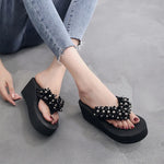 Big Size 42 Fashion Flip Flops For Women Summer Wedges Shoes EVA Sole String Bead Female Indoor Beach Slippers Slip-on Sandals