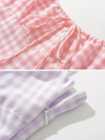 Foridol Spaghetti Strap Tie Up Plaid Dress Women Summer Beach Midi Sundress Strapless Retro Pink Short Vestidos Female Dress