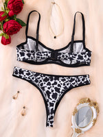Two Piece Women's Underwire Underwear Pajama Set Sexy Women's Bra Panty Nightwear Set