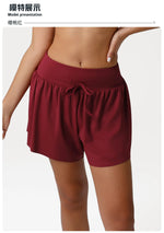 Women's Loose Nude Sports Shorts Solid Pink Drawstring High Waist Yoga Leggings Outdoor Running Casual Fitness Exercise Shorts