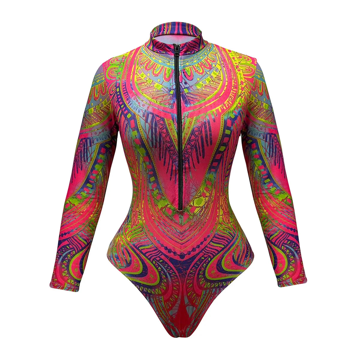 SPF Sunscreen Long Sleeve Swimwear Skirts Sets Women Large Size Orange Striped Front Zipper Bathing Suit One Piece Swimsuit 2026