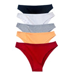 5Pcs/Set Cotton Classic Panties Women Low Rise Briefs Solid Color Breathable Underwear Sexy Lingerie Intimates Underpants M-XXL