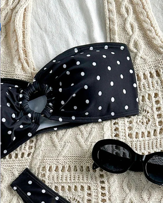 XS - L Polka Dot Bandeau Bikini Women Swimwear Female Swimsuit Two-pieces Bikini Set Brazilian High Cut Bathing Suit Swim Lady
