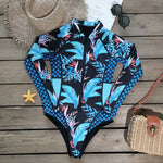 2025 Women's Rashguard Long Sleeves One Piece Swimsuit Patchwork Swimwear Zipper Monokini Surf Bathing Suit Sports Bodysuit S-XL
