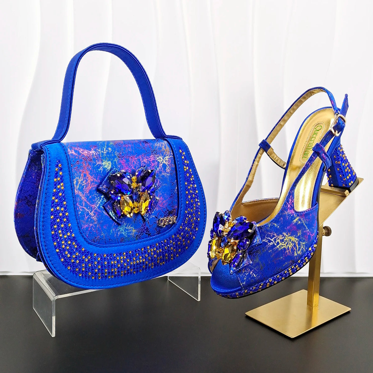 Doershow Women Shoes and Bags To Match Set Italy Party Pumps Italian Matching Shoe and Bag Set for Party shoes!HG1-1