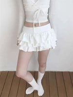 Sweet And Spicy Ballet F-length Skirt With Elastic Waist And Lace Hem Flared Cake-aped Ort Skirt For Young Women 8PO5