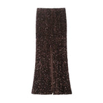 Women's Fashion Sequined Long Dress Womens Brown Sequin Mermaid Maxi Skirt High Waist Bodycon Flare Party Skirt Pure Desire N3OM