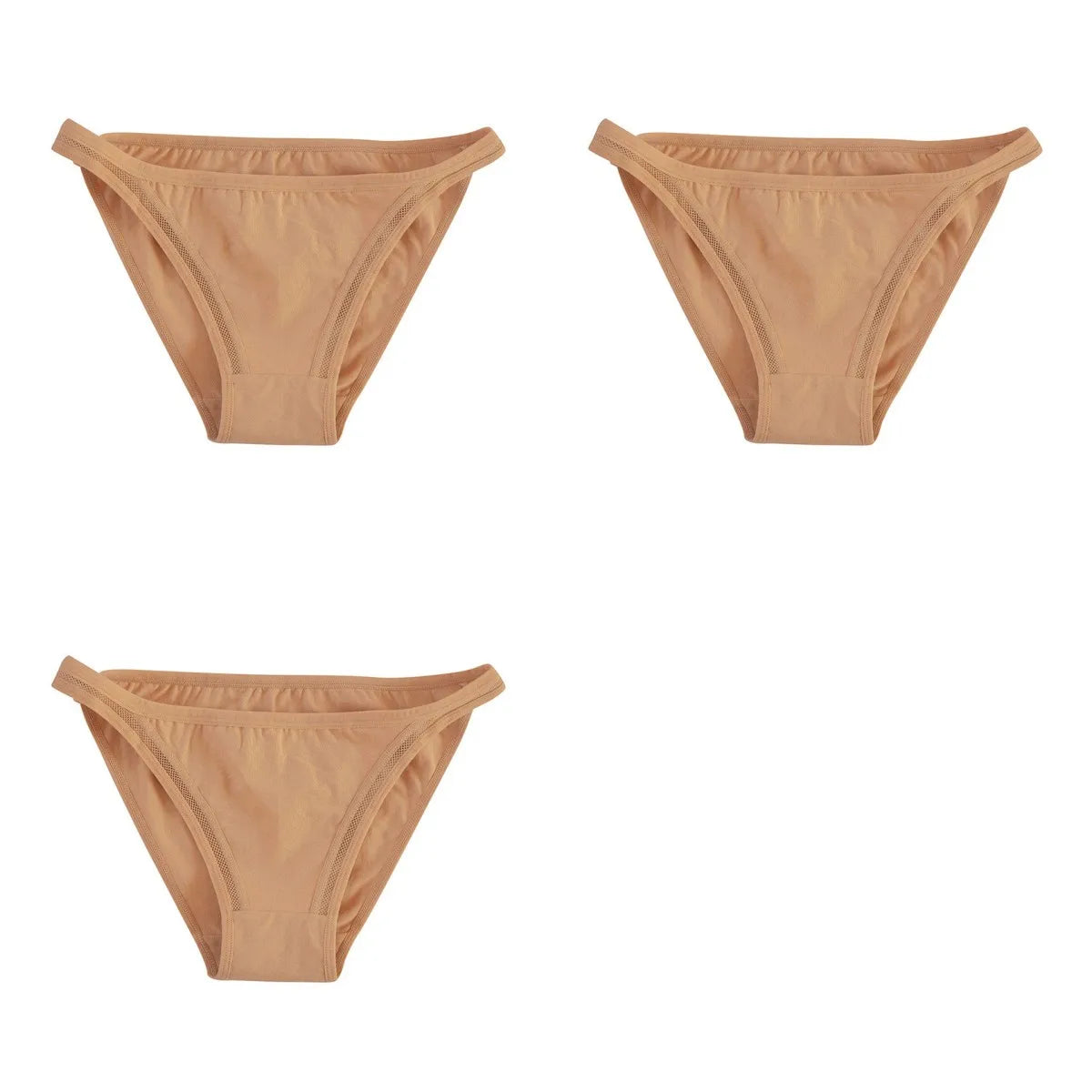 3Pcs/Set Women's Cotton Low-Rise Briefs with Mesh Side Panels Brazilian Panties Sexy Lingerie Comfy Breathable Underwear M-XL
