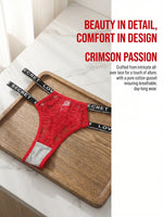 Women Red Lace Thong Sexy T-back Panties Letter Waistband No Digging Elastic Band Sheer Comfortable Daily Lingerie C856