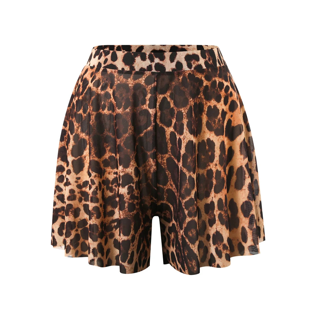 S - XXL New Sexy With Shorts Leopard Long Sleeve One Piece Swimsuit Women Swimwear Female Padded Bather Bathing Suit Swim V7348