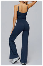 Yoga Suit Gym Fitness Set Hanging Neck Slim Sports Tank Top High Waist Wide Leg Pants Tracksuit Outdoor Running Athletic Wear