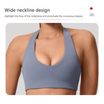 Hearuisavy Summer Yoga Set 2Pcs Women Breathable Backless Halter-Neck Sports Bra Push Up Pilates Fitness Top Straight Leg Pants