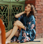 Hot Sale Black Summer Satin Kimono Bathrobe Women Bride Bridesmaid Wedding Robe Dress Gown Sexy Flower Long Sleepwear M-3XL