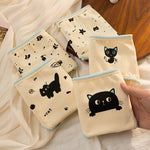 5Pcs/Set Women's Cotton Briefs Cute Black Cat Print Underwear Soft Breathable Underpants Mid-Waist Panties For Female Lingerie