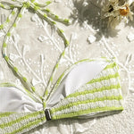 Striped Print String Halter Bandeau Bikinis Sets 2026 Sexy Swimsuit Women Ruched Swimwear Bathing Suit Brazilian Bikini Mujer