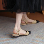 New 2025 Summer Women's Sandals Elegant Medium Heel Toe Mules Comfortable Office Women's Shoes Buckle Heels Dress Shoes