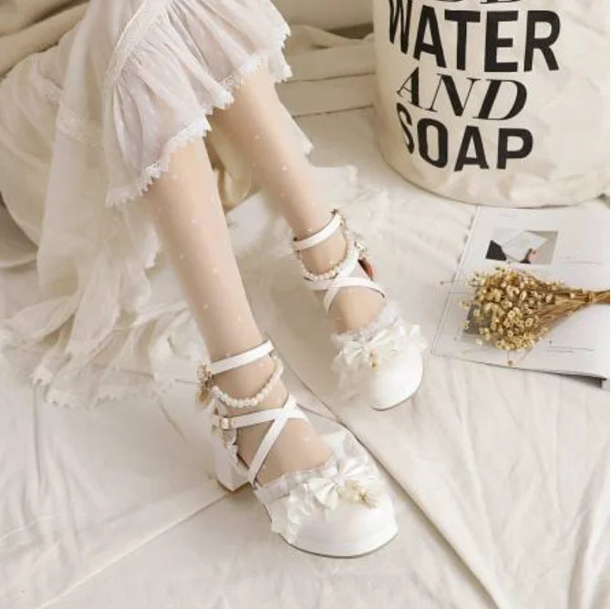 New Women Summer Leather Shoes Thick Square Heeled Sandals Marty Lolita Princess Ankle Shoes Large Size 45 46 47 48 Black White