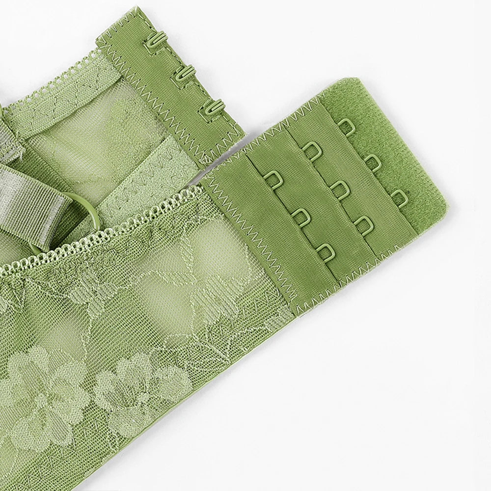 3 Pcs Women's Bra Elegant Retro Lace Sheer Unpadded Sexy Lingerie BH Tops Flower knitting Brassiere Underwire Plus Size Bras