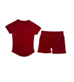 DFTLF Women 2PCS Seamless Yoga Suit Short Sleeve Top High Waist Shorts Quick Dry Breathable Gym Fitness Running Workout Sport