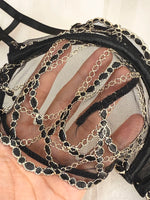 French Style Sexy See-through Lace Underwear Set with Gold Chain High-end Luxury Women's Bra And G-string Set
