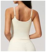Juren Gym Tank Top With Built In Bra Women's Yoga Clothing Summer Running Square Neck Fitness Vest Beautiful Back Sports Workout
