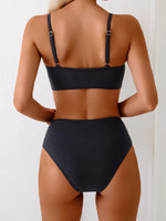 Sexy Black Metal V Wire Bikini Set 2026 Women Hollow Out Push Up Bra High Waist Swimsuit Beach Bathing Suit Two Piece Swimwear
