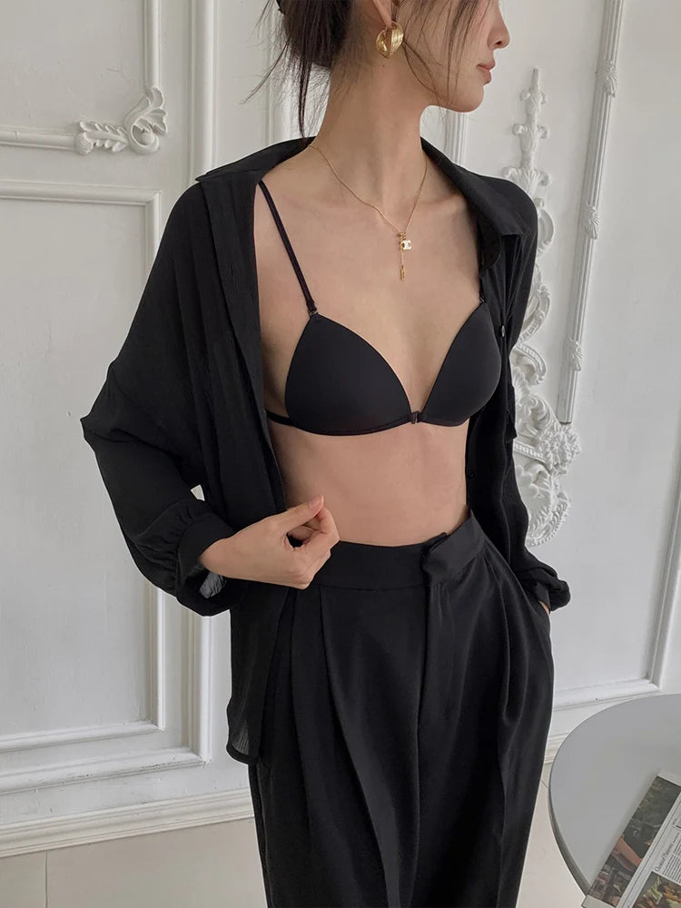 Summer French Bralette Beachwear Triangle Cup Beautiful Back Light Support Seamless Thin Straps Wirefree Comfort AU S-XL