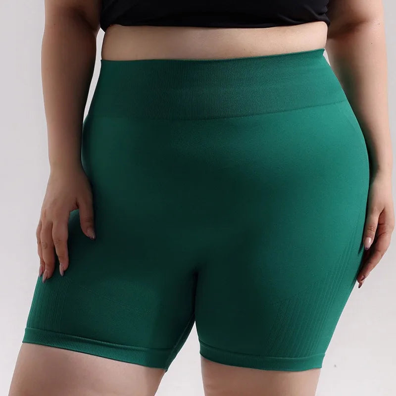 STOUREG Women's Plus Size Seamless Yoga Shorts High Support Quick Dry Fitness Running Gym Shorts