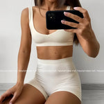 Seamless Bra Set Women V Neck Bra Wireless Brassiere Sexy Lingerie Set Soft Shorts Women's Underwear Set Female Comfy Intimates