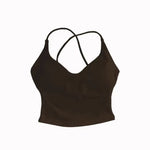 Strappy Gym Top Women Clothes High Support Fitness Tank Top Back Cross Workout Shirts Yoga Tops Running Padded Sports Bra Vest