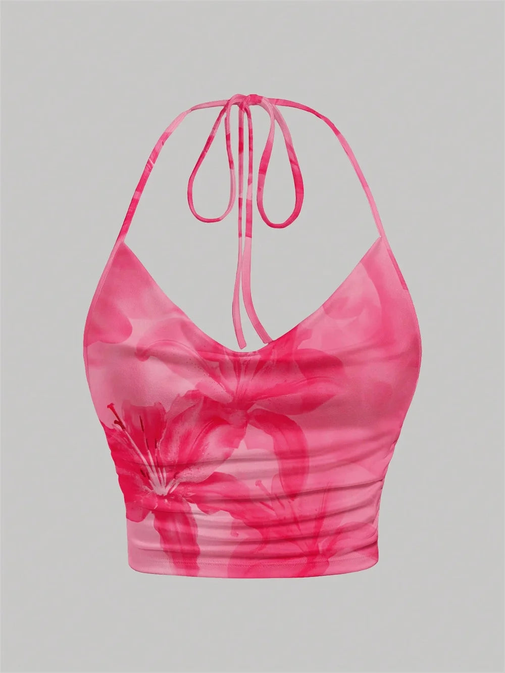 Tie-dye Print Halter Top for Women Summer Y2K Clothes Sexy Backless Drape V-neck Crop Top Streetwear