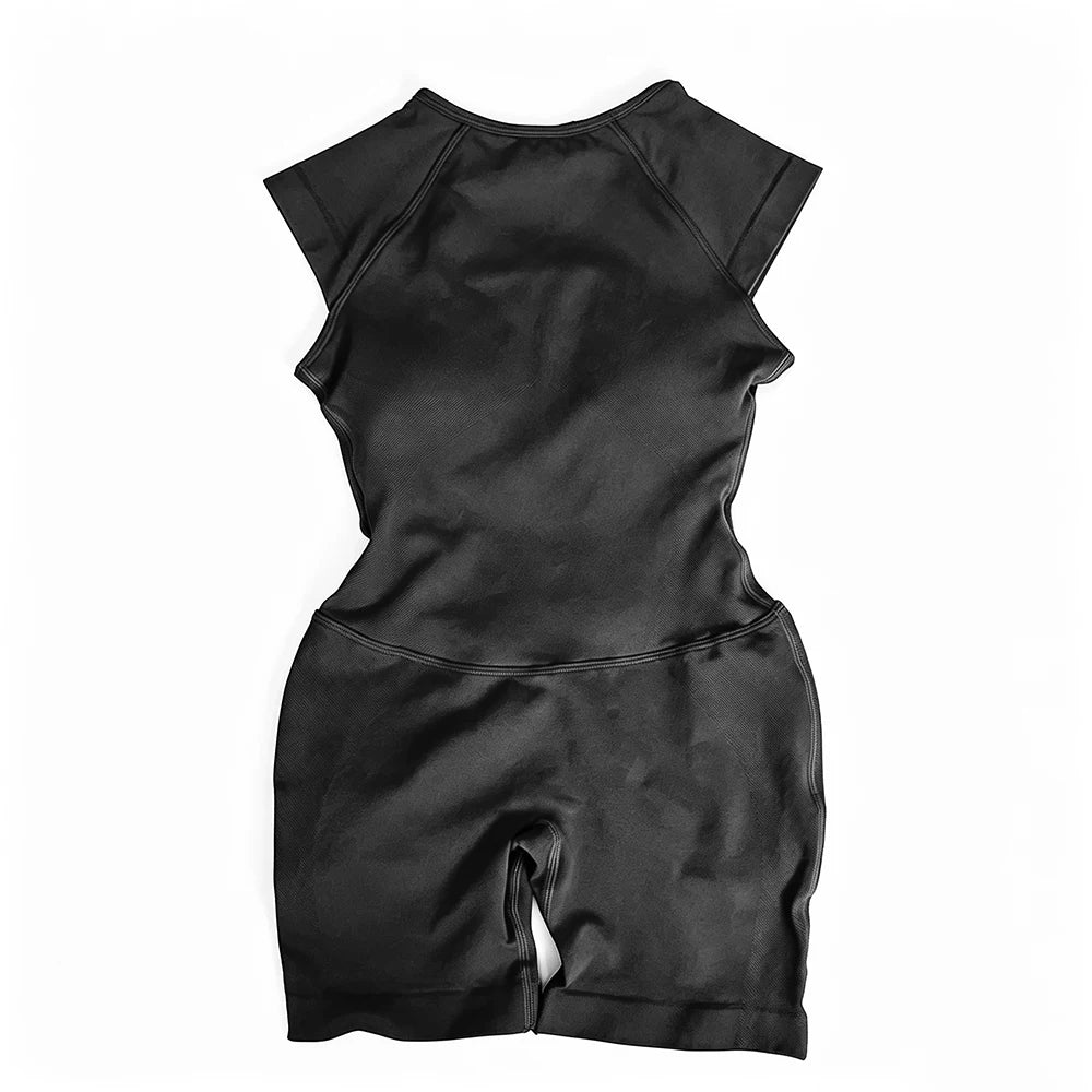 Flutter Sleeve One Piece Yoga Set Women Backless Yoga Enterito Gym Set Seamless Sports Jumpsuit Bodysuit Workout Shorts Romper