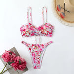 New Sexy Floral Print Bandeau Bikini 2026 Women Swimwear Female Swimsuit Two Pieces Thong Bikini Set Bather Bathing Suit Beach