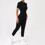 With Zipper Hollow Back Yoga Jumpsuit Sportswear Women Gym Clothes Running Fitness Yoga Backless Bodysuit