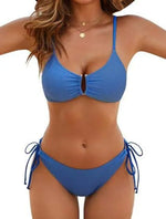 2026 Multicolor Textured Adjustable Tie Side Push Up Sexy Bikini Padded Swimwear For Women Beach Bathing Suit
