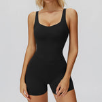 Women's Short Tracksuit Yoga Set One-Piece Jumpsuit Workout Fitness Suit Sportswear Gym Workout Clothes Fitness Stretch Bodysuit