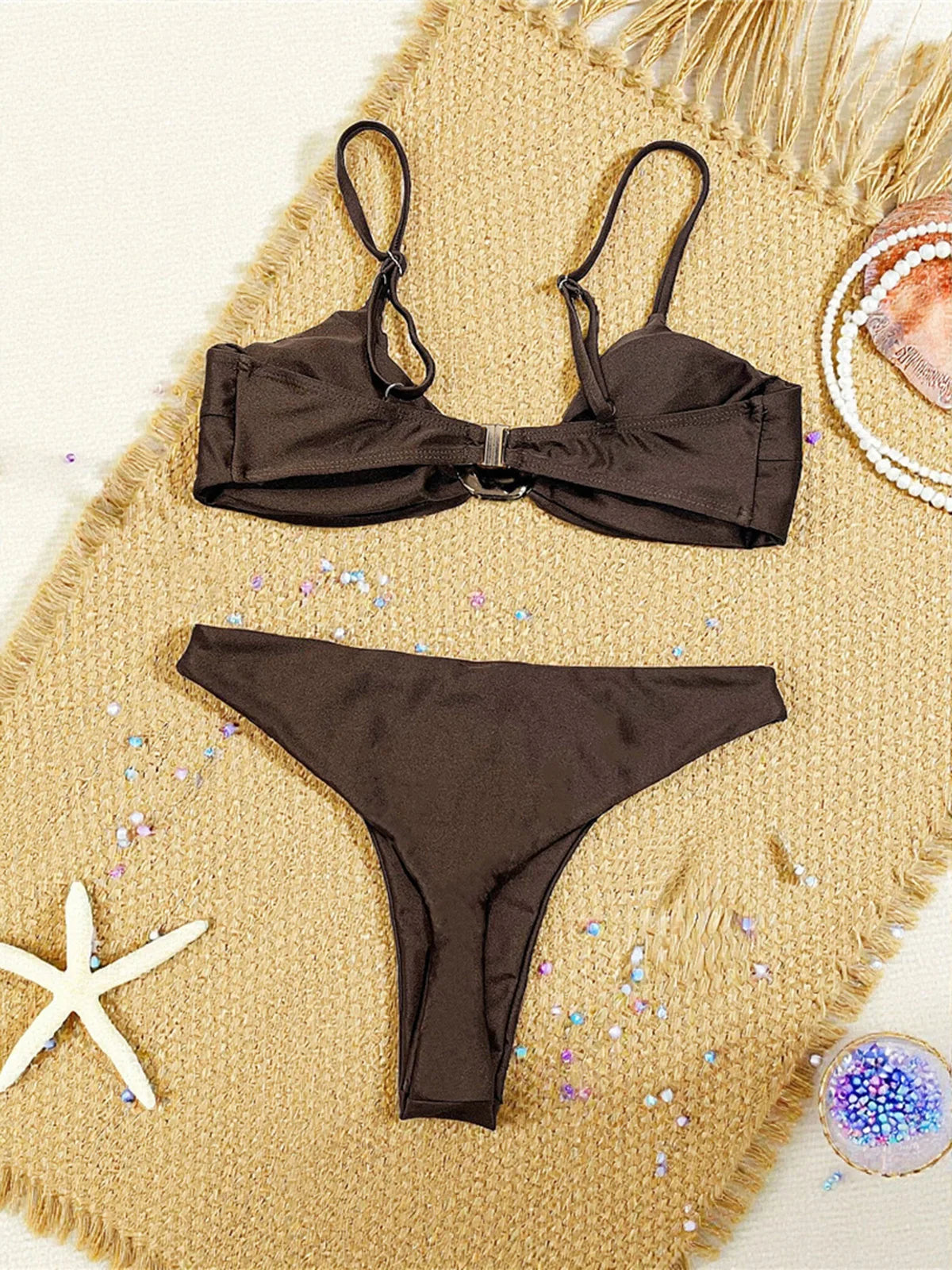 Sexy Wrinkled Brazilian Bikini Female Swimsuit Women Swimwear High Cut Leg Bather Bathing Suit Swim Two-pieces Bikini set K8056